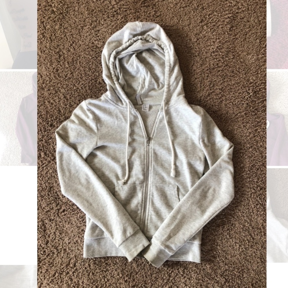 White Grey H&M zipfront hoodie